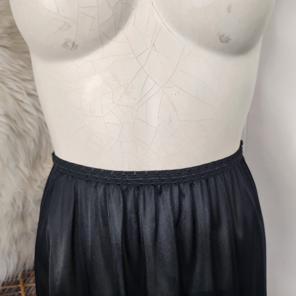 Vintage Black Lace Slip Midi Skirt Lingerie 1990s Size Small Goth Whimsigoth - Picture 5 of 10